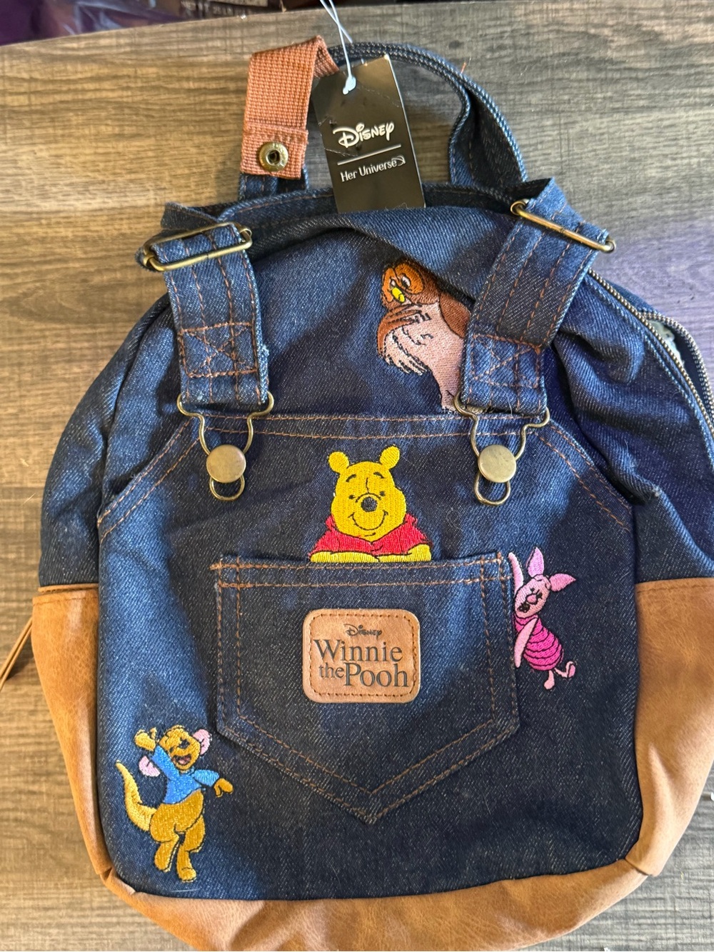 Her Universe Disney Winnie the Pooh Denim Overall Mini Backpack NWT - Picture 2 of 7